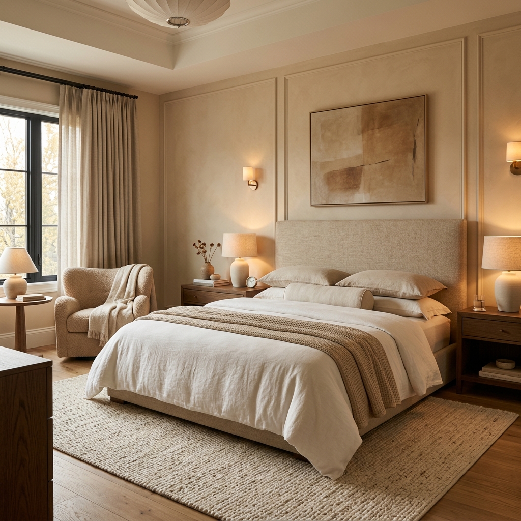 Chambre luxueuse tons sable
